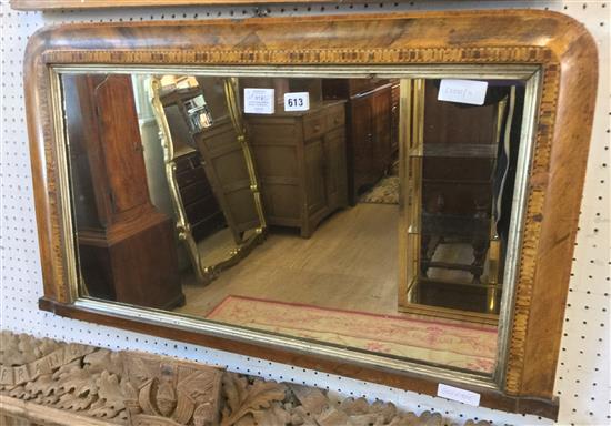Late Victorian banded walnut overmantel mirror